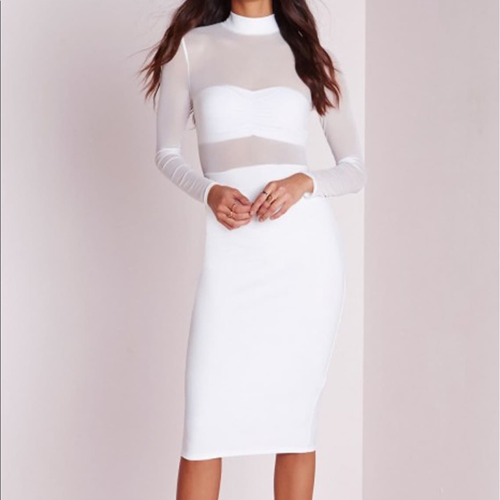 Missguided Mesh Long sleeve midi dress